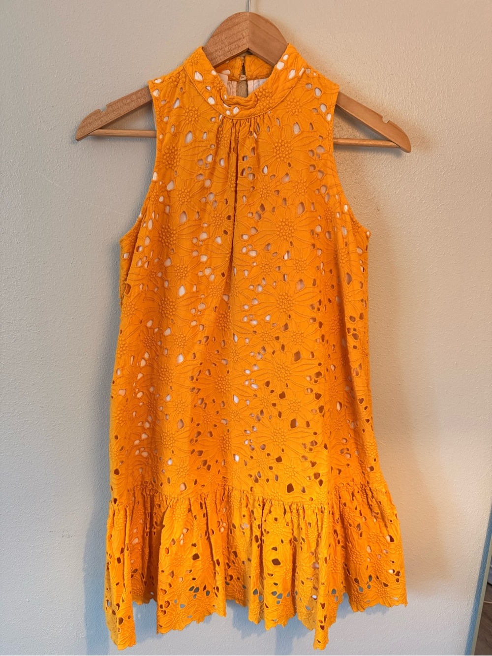 Anthropologie Corey Lynn Calter Daisy lace bright yellow 100 cotton mini dress